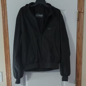 Members Only Black Windbreaker with Ribbed Collar and Cuffs